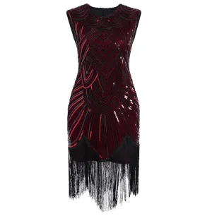 1920s Deco Beaded Sequin Embellished Flapper Dress