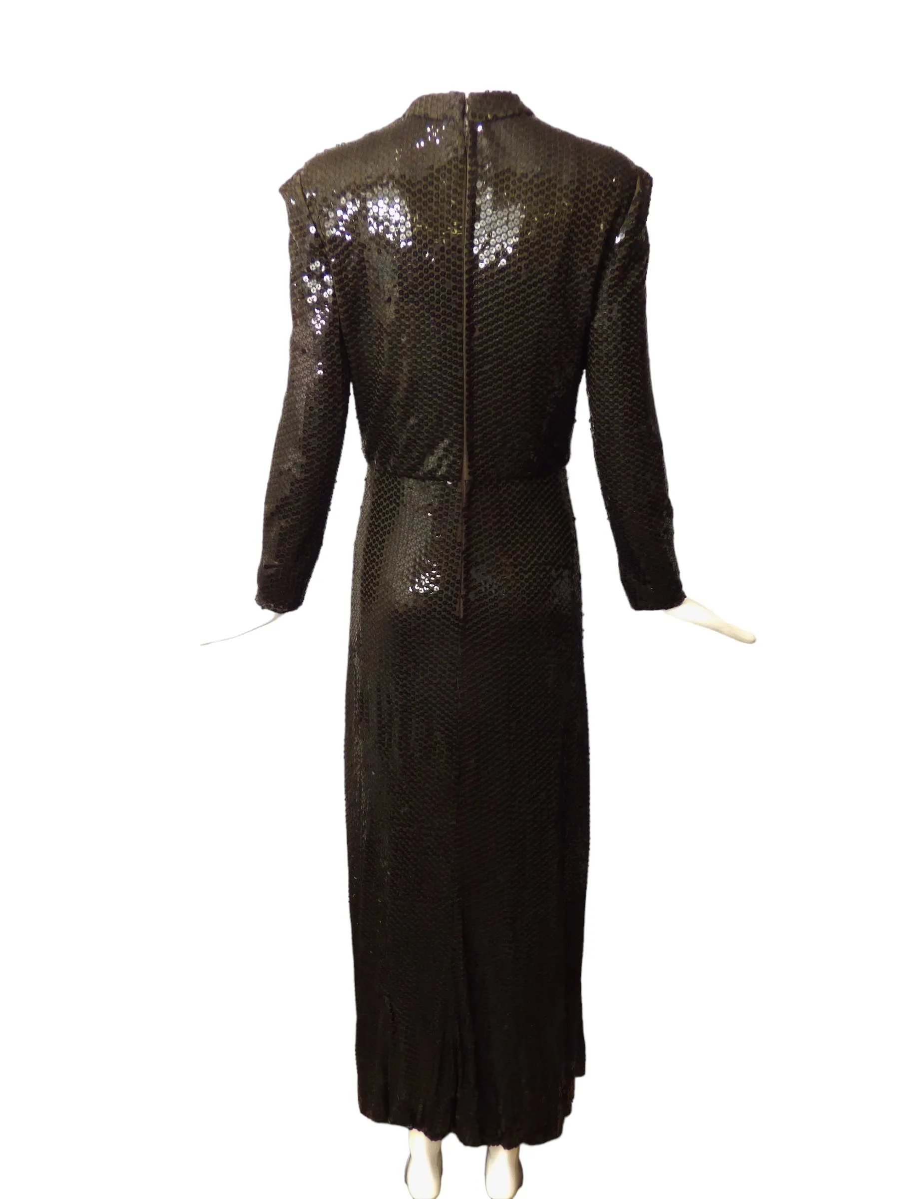 1960s Black Sequin Evening Gown, Size 6