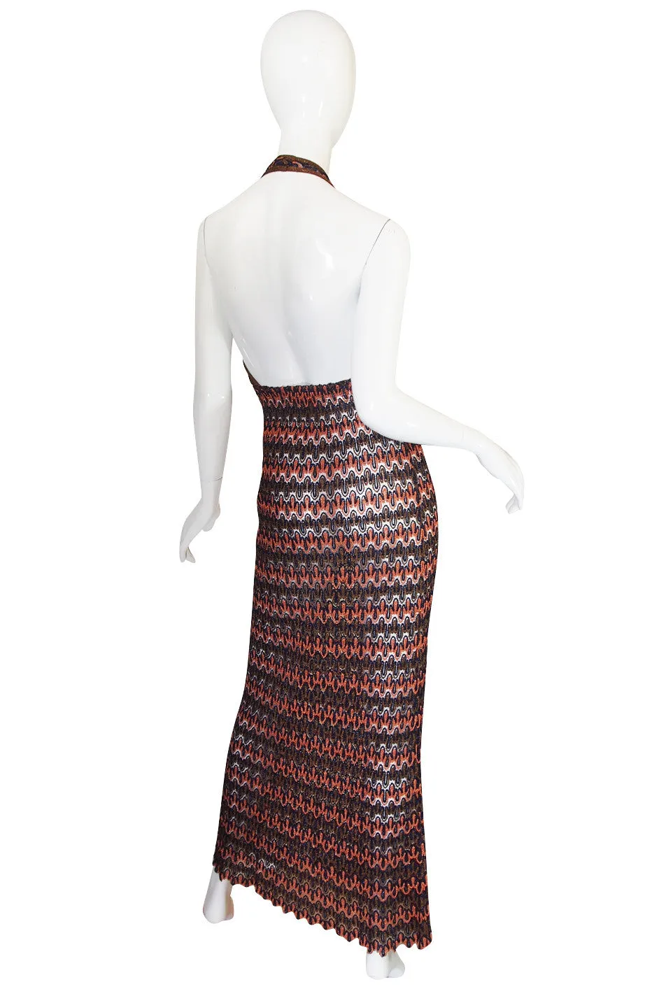1990s Backless Metallic Knit Missoni Maxi Dress