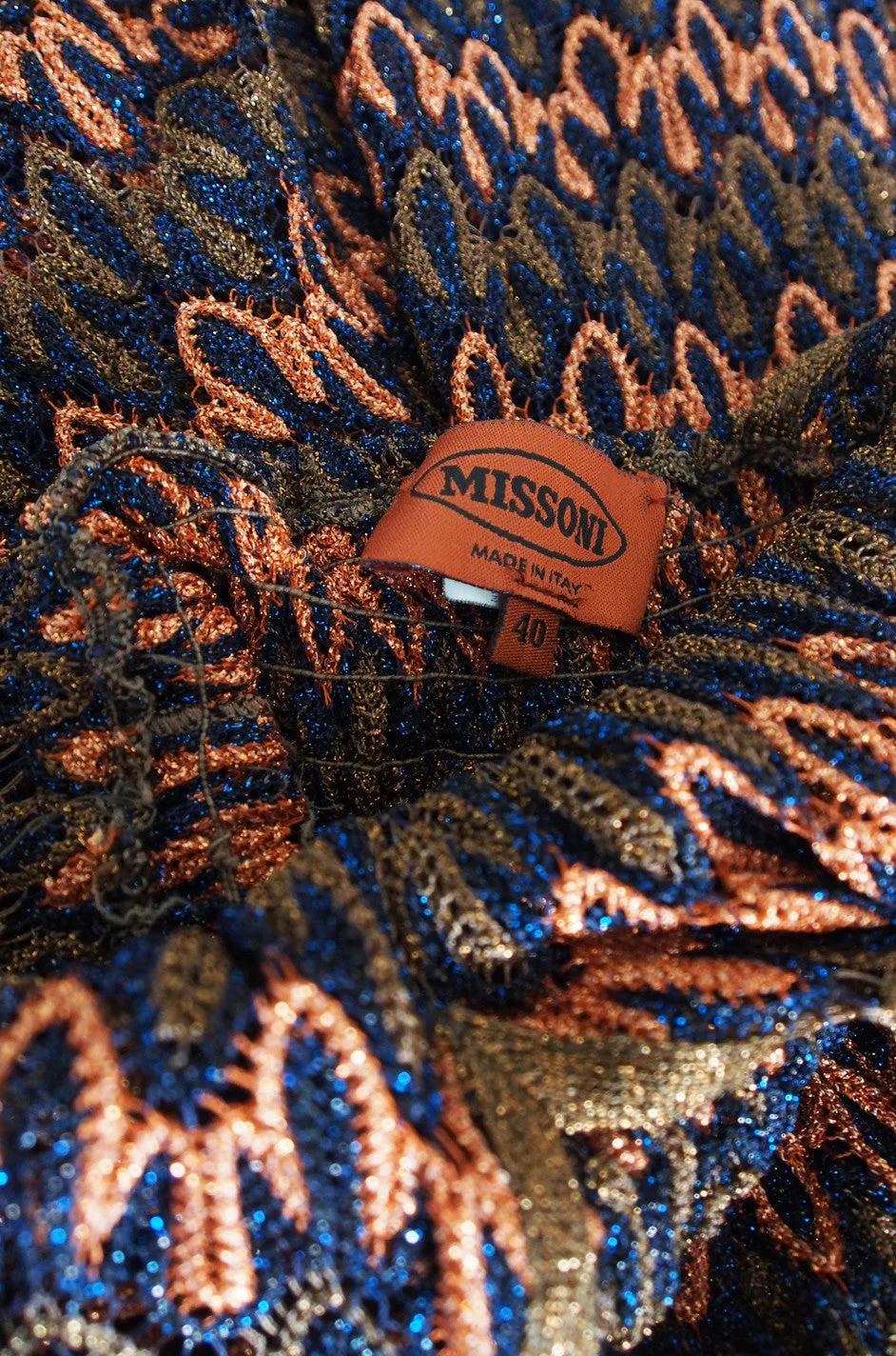 1990s Backless Metallic Knit Missoni Maxi Dress