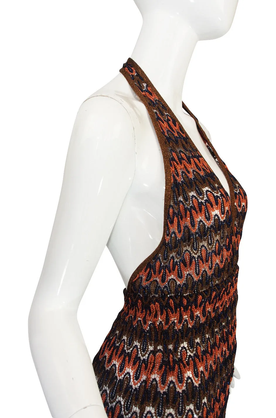 1990s Backless Metallic Knit Missoni Maxi Dress