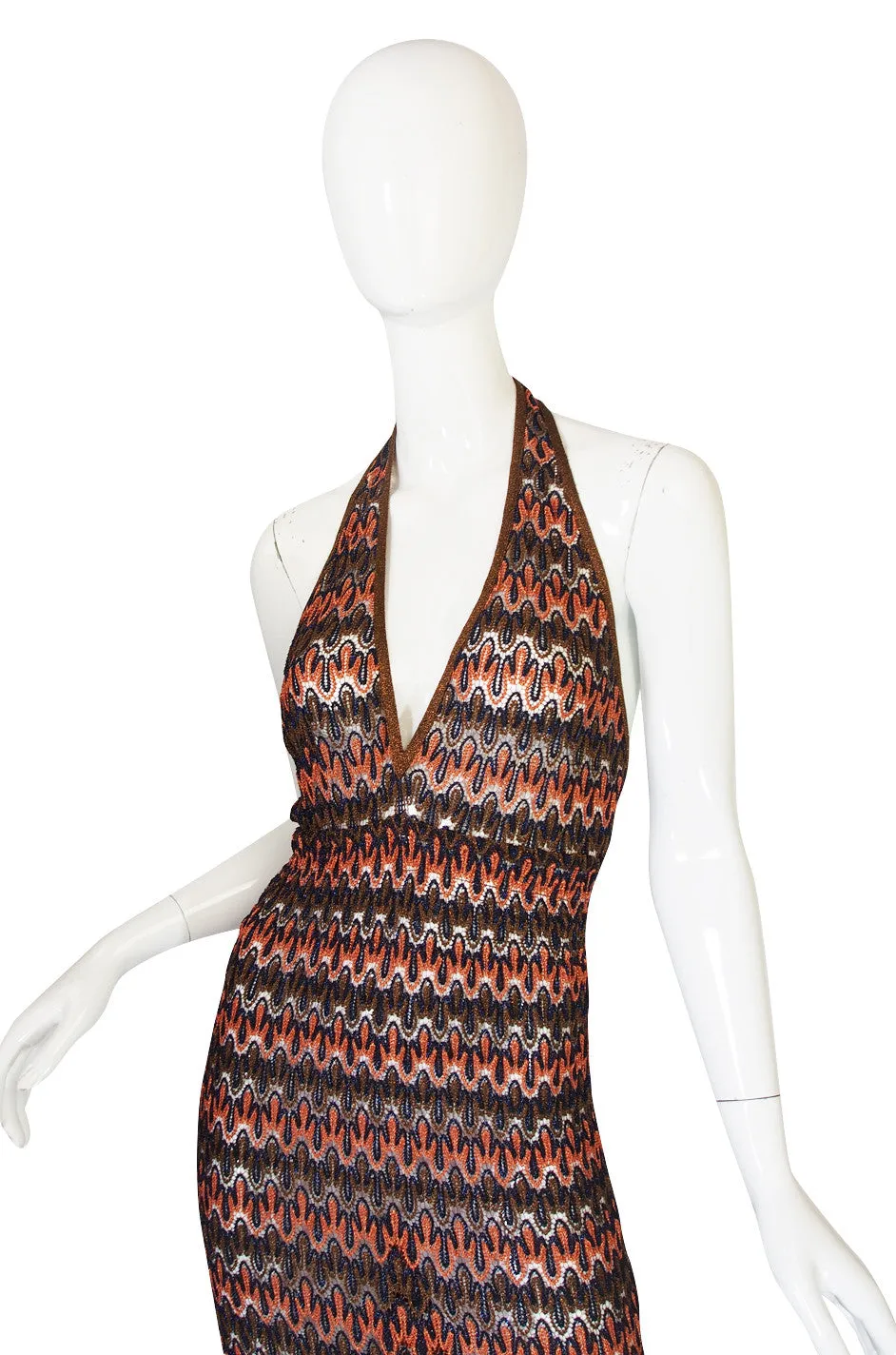 1990s Backless Metallic Knit Missoni Maxi Dress