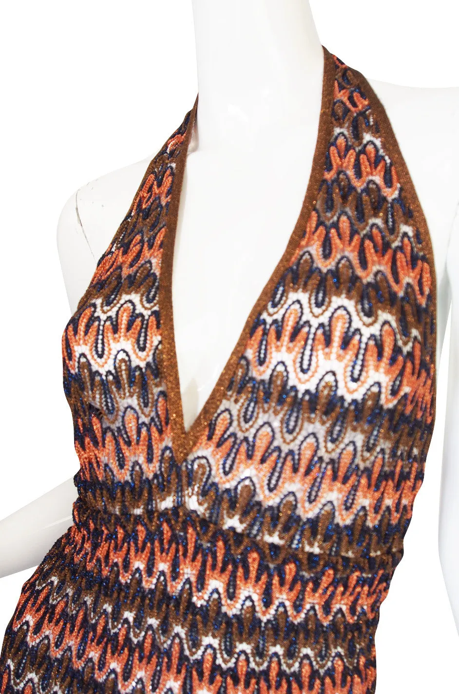 1990s Backless Metallic Knit Missoni Maxi Dress