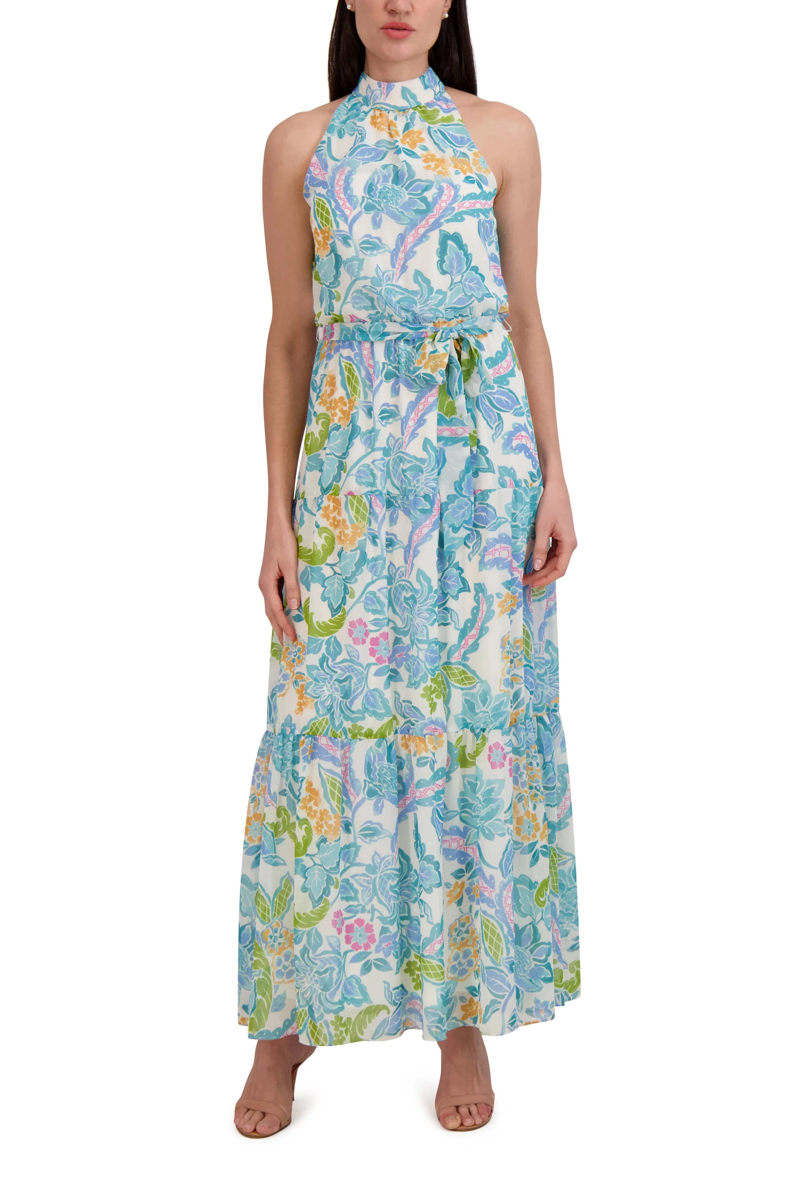 3 Tier Mock Neck Maxi Dress