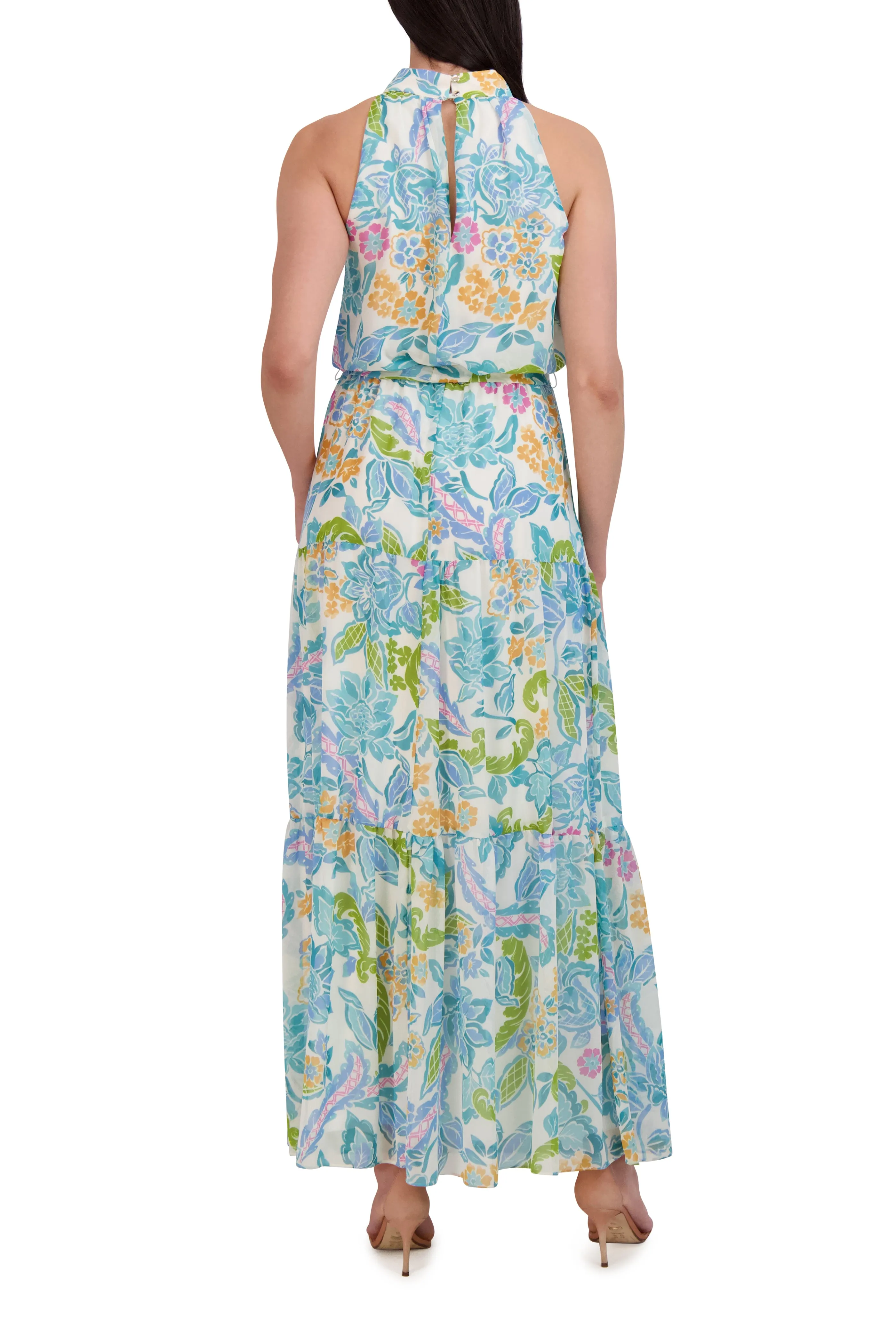 3 Tier Mock Neck Maxi Dress