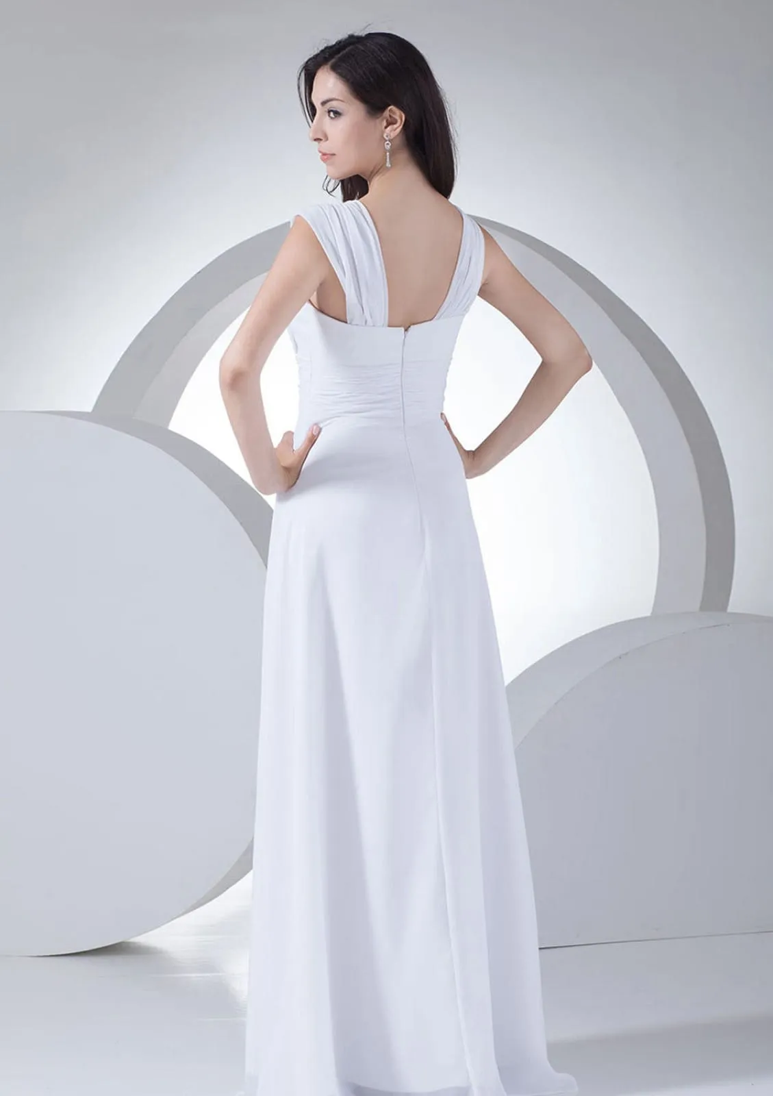 A-line Sweetheart Sleeveless Long Chiffon Evening Dress, Beaded