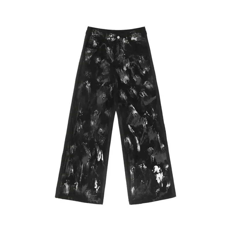 Abstract Pattern Denim Pants