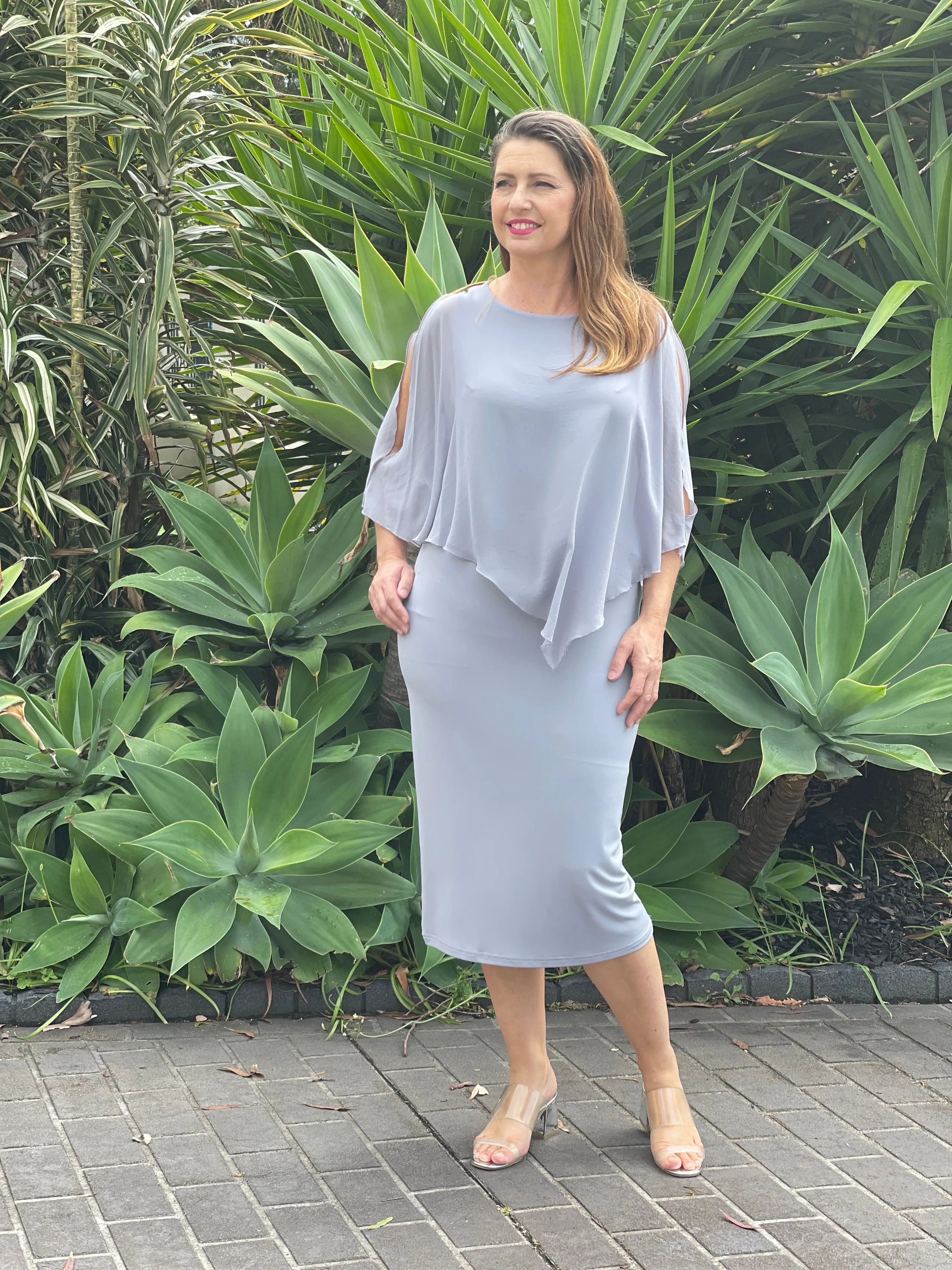 Aisha Silver Evening Dress