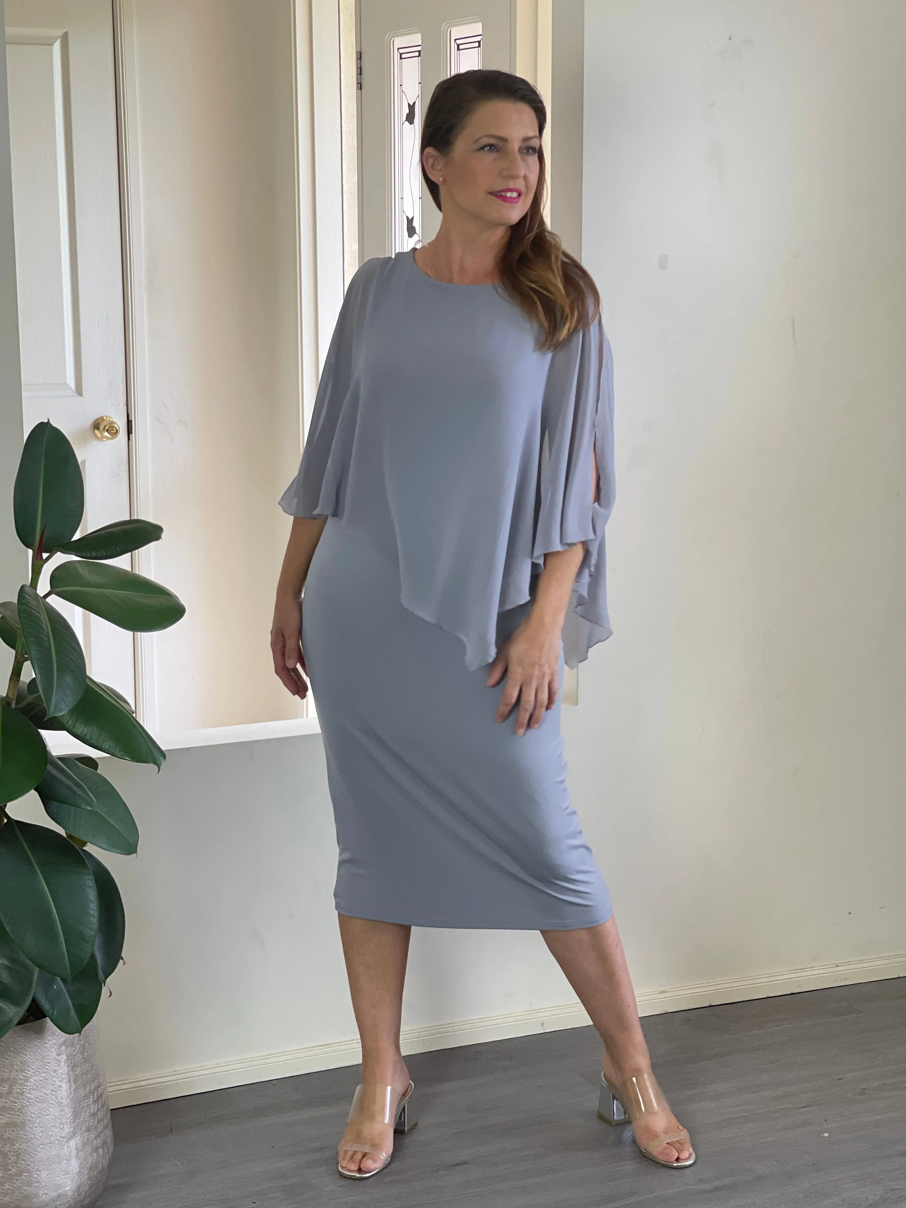 Aisha Silver Evening Dress