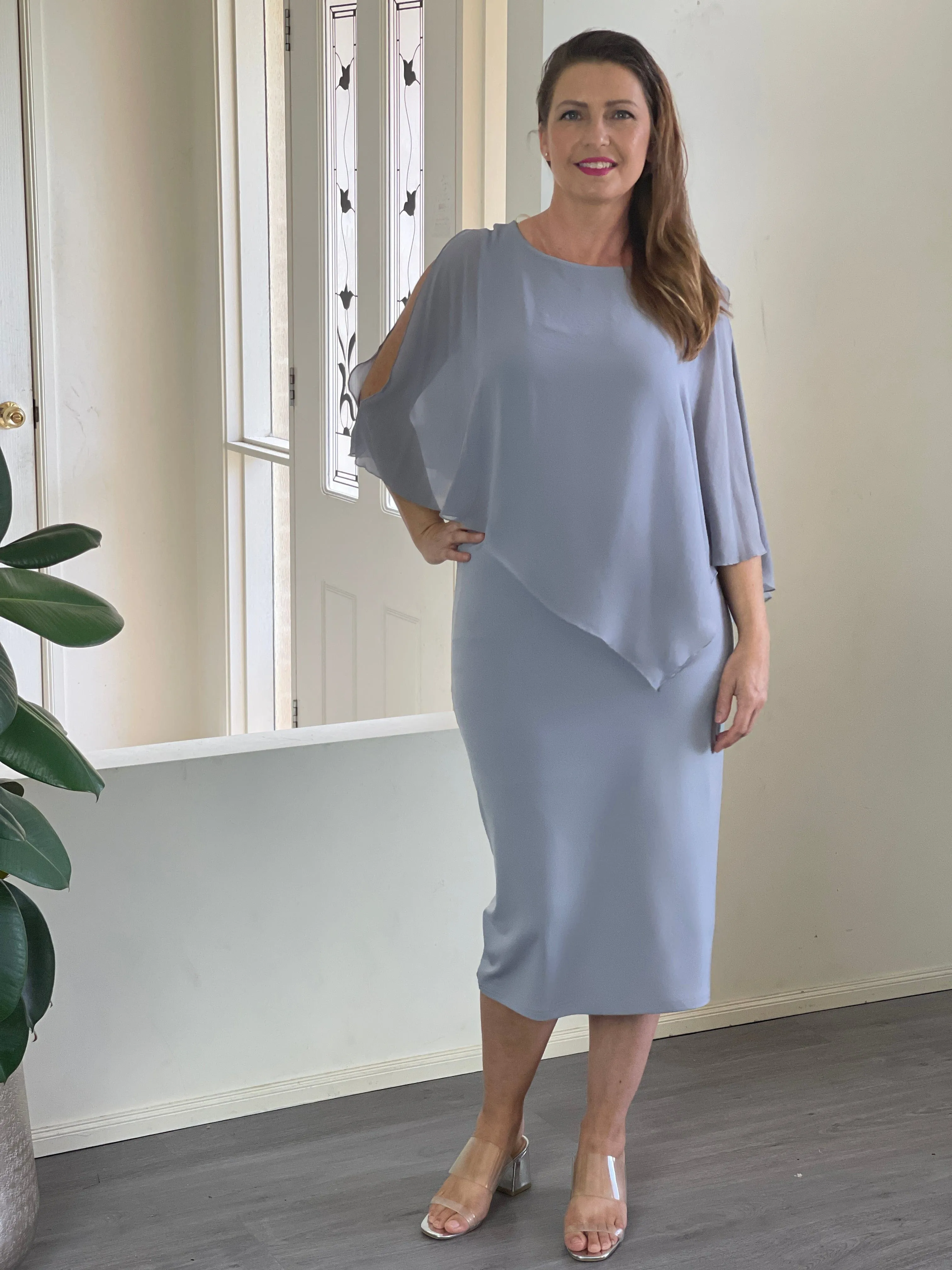 Aisha Silver Evening Dress