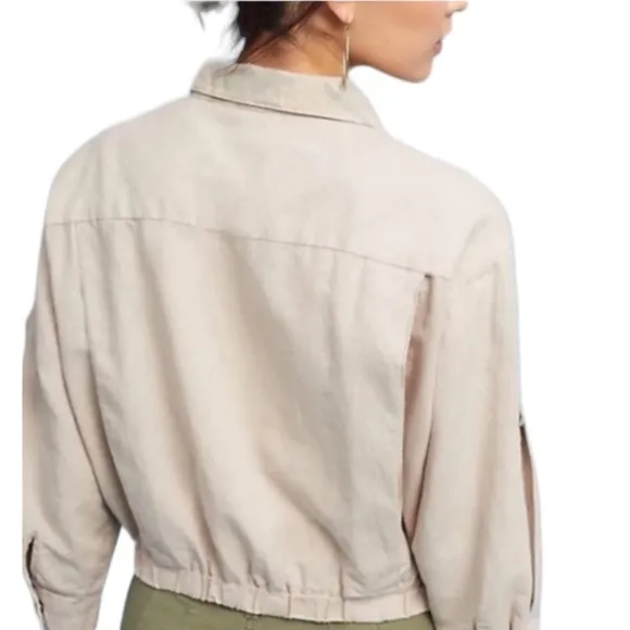 Anthropologie HEl HEl Ronan Camo Cropped Cargo Jacket Linen Utility Military