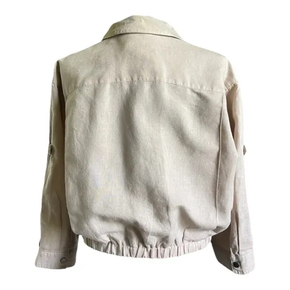 Anthropologie HEl HEl Ronan Camo Cropped Cargo Jacket Linen Utility Military