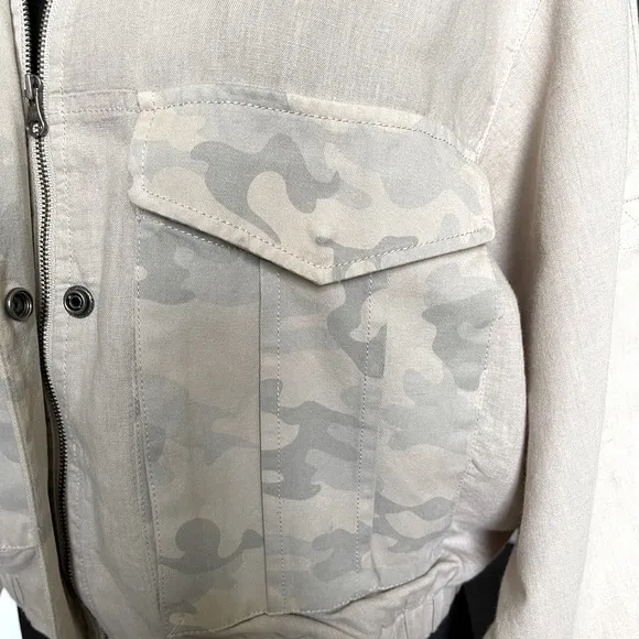 Anthropologie HEl HEl Ronan Camo Cropped Cargo Jacket Linen Utility Military