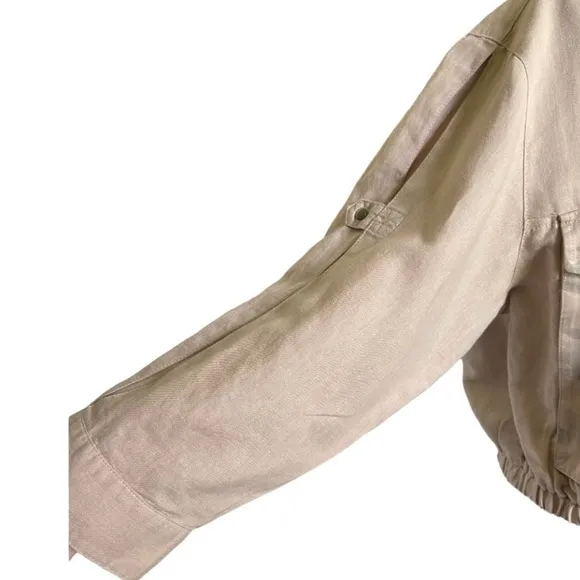 Anthropologie HEl HEl Ronan Camo Cropped Cargo Jacket Linen Utility Military