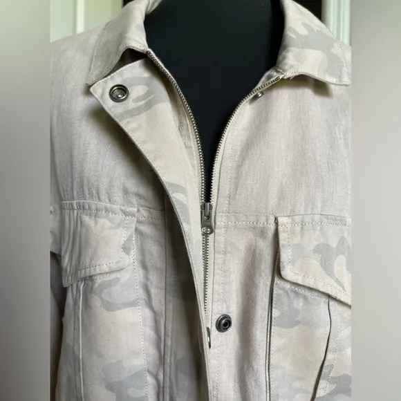 Anthropologie HEl HEl Ronan Camo Cropped Cargo Jacket Linen Utility Military