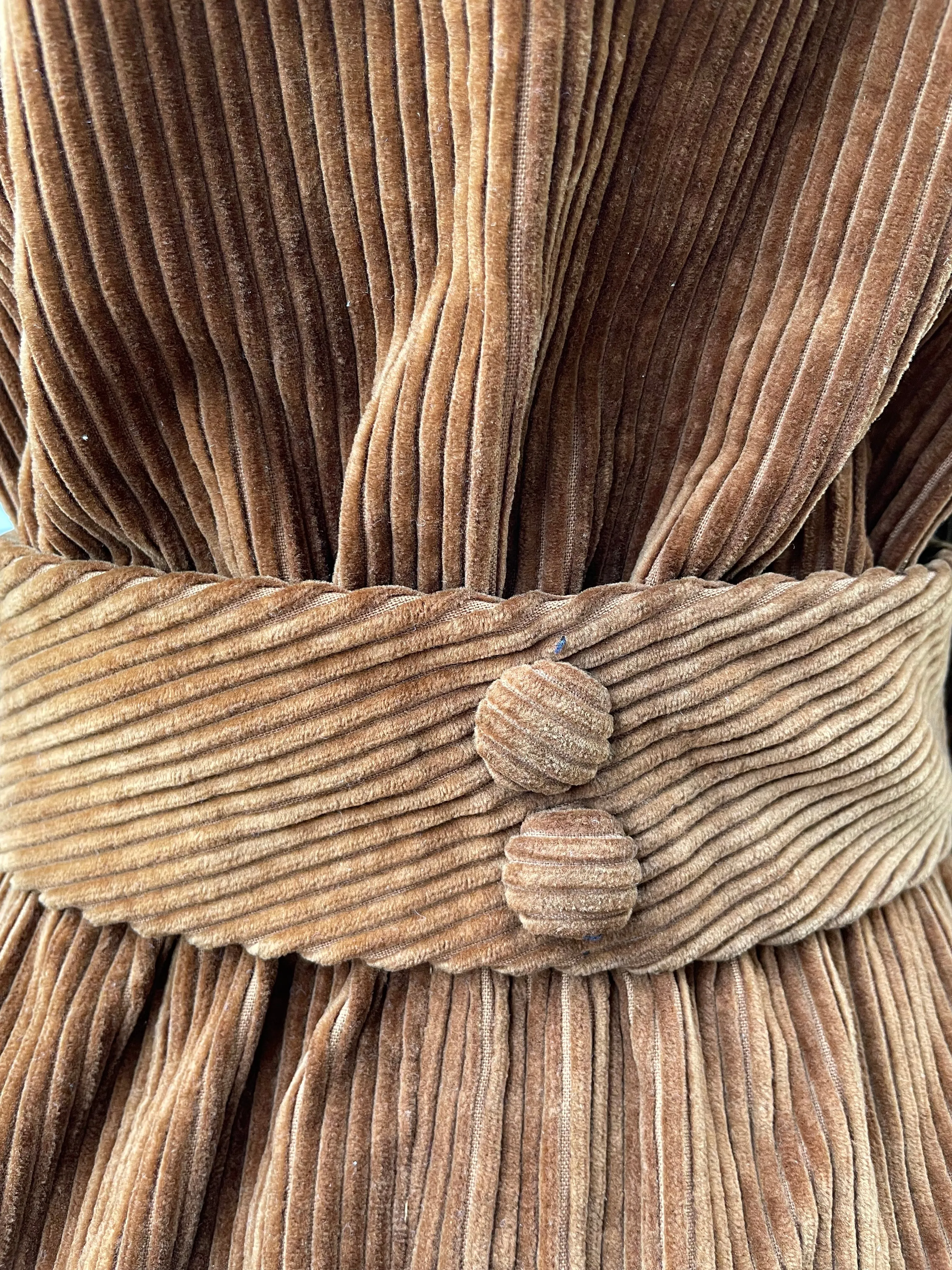 Antique 1910s Corduroy Button Front Day Dress