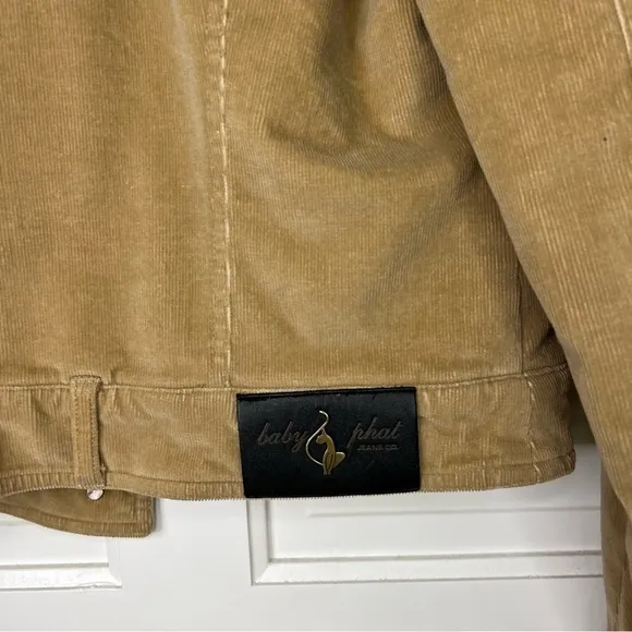 Baby Phat corduroy  jacket tan size medium button closure