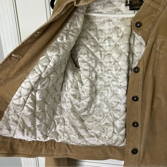 Baby Phat corduroy  jacket tan size medium button closure