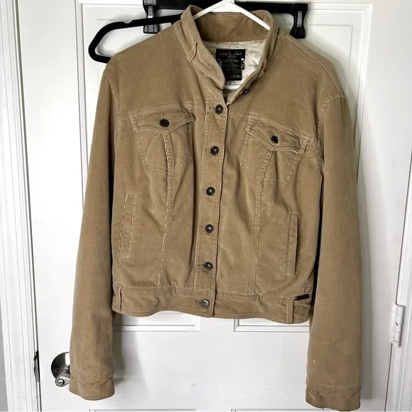 Baby Phat corduroy  jacket tan size medium button closure