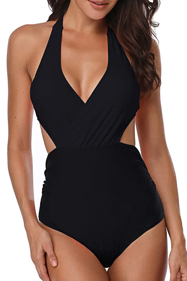 Backless Halter Printed One-piece