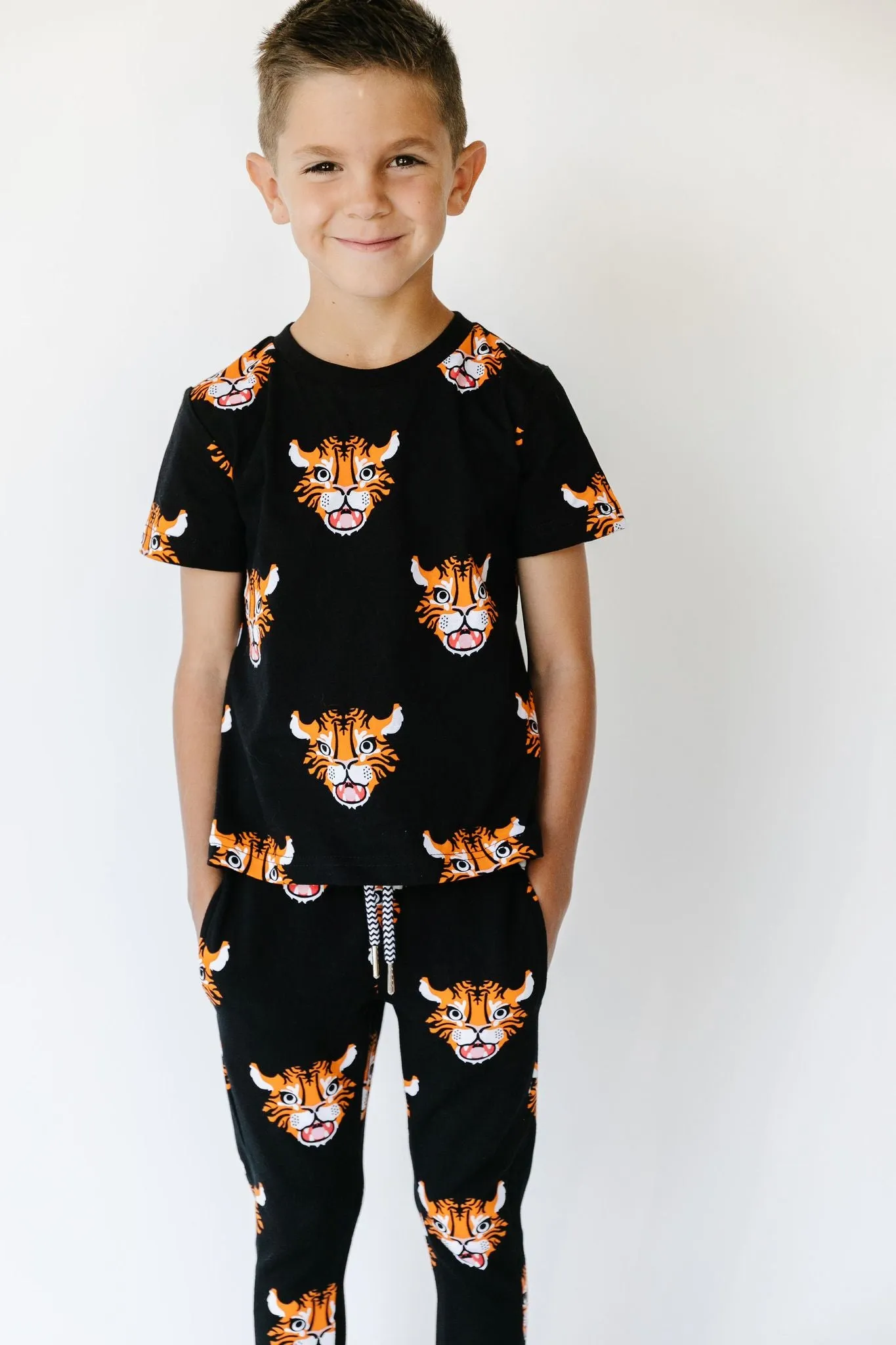 BAMBOO DRAWSTRING JOGGERS - ALLOVER TIGER 6-12M