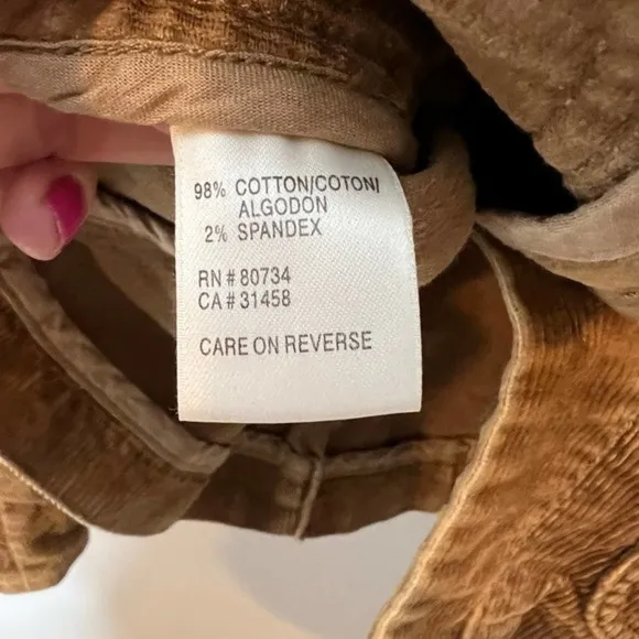 BCBG Max Azria Brown Collared Corduroy Jacket women button front size Small