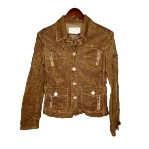 BCBG Max Azria Brown Collared Corduroy Jacket women button front size Small