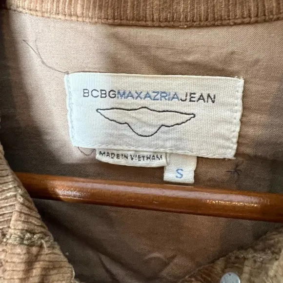 BCBG Max Azria Brown Collared Corduroy Jacket women button front size Small