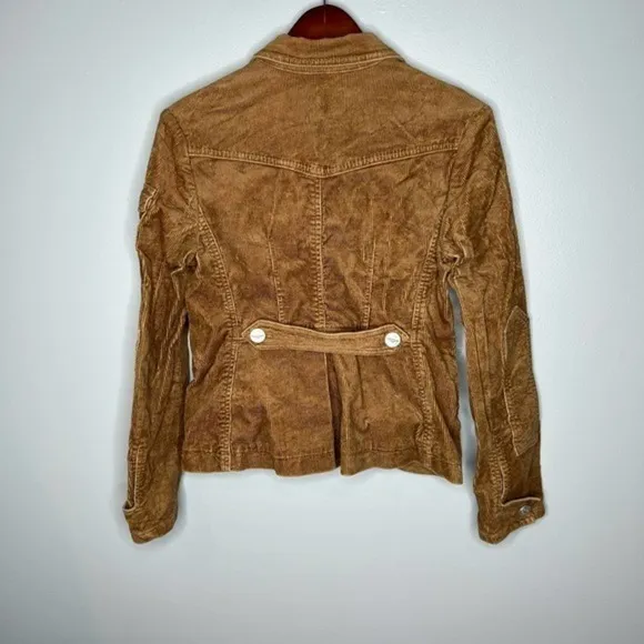 BCBG Max Azria Brown Collared Corduroy Jacket women button front size Small
