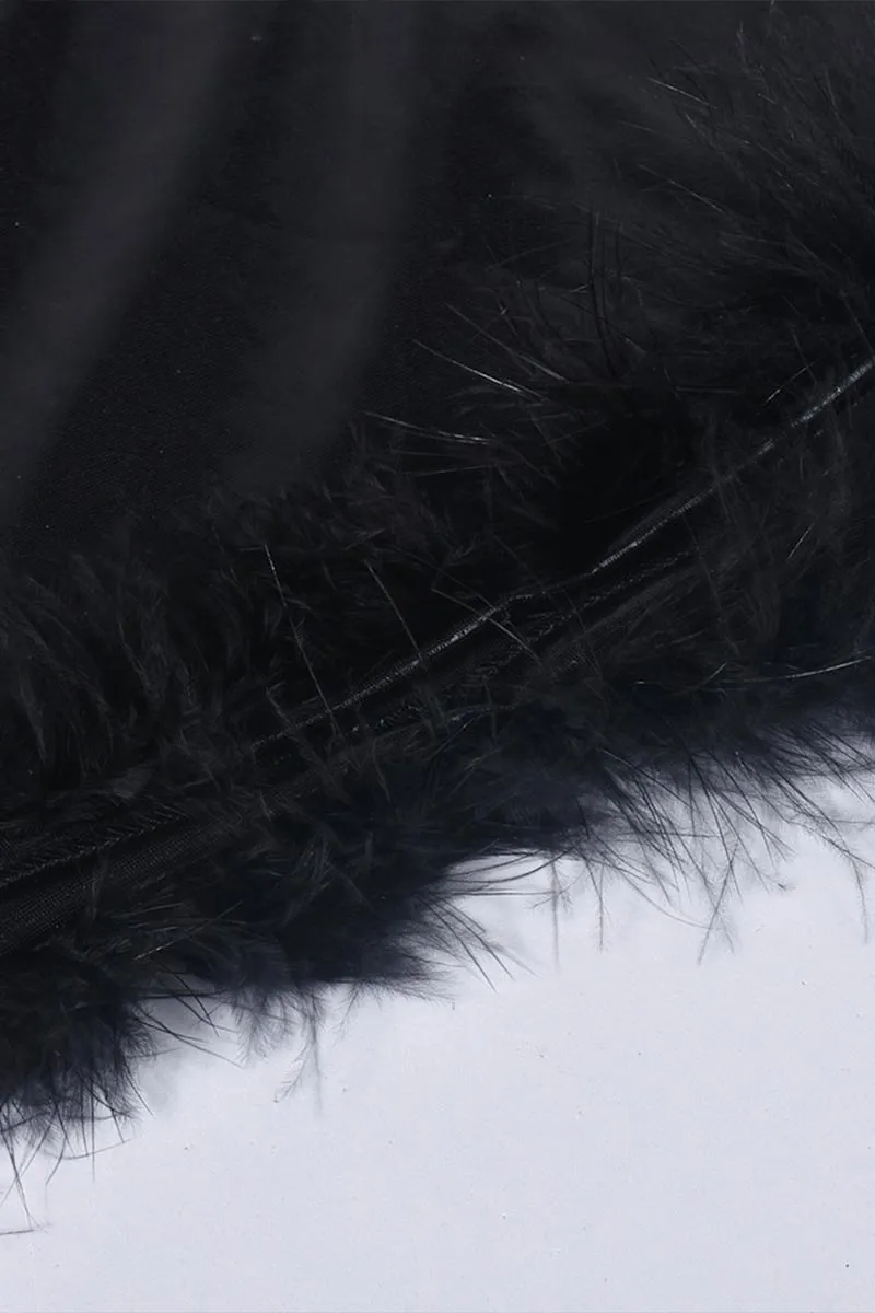 BI865 Faux Leather Fur Mini Dress