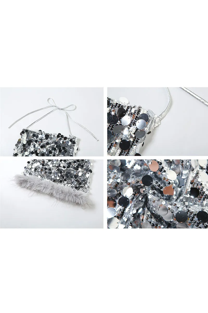 BJ0105 Silver Sequins Mini Dress