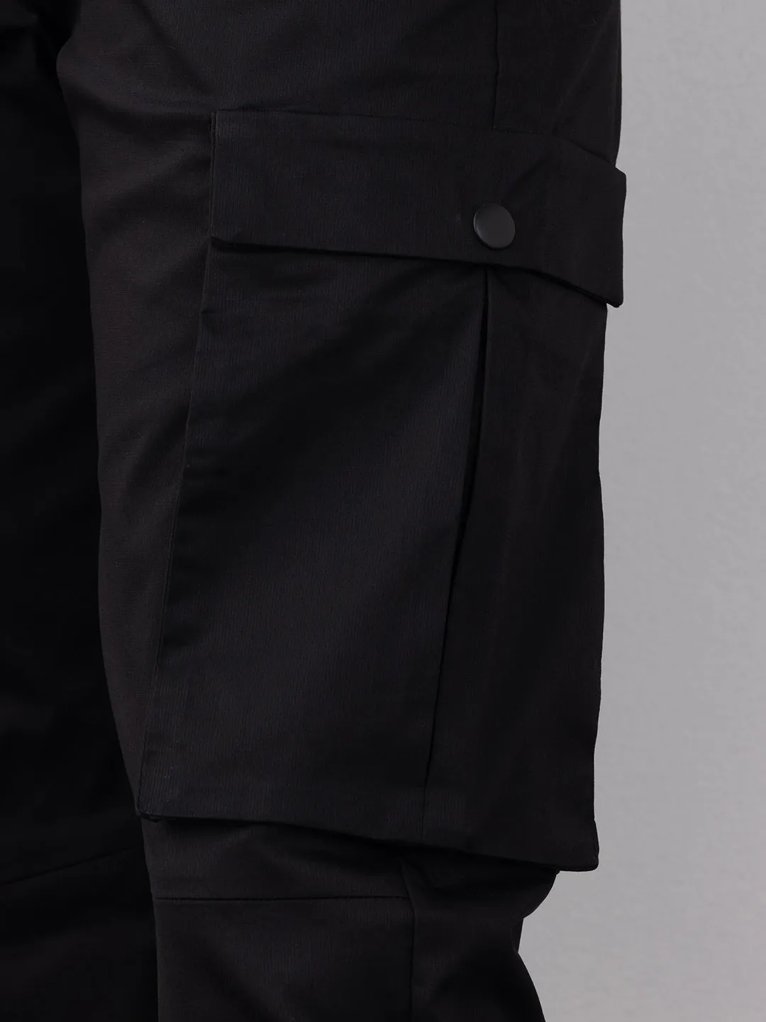 Black Plain Cargo Pants