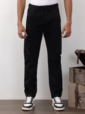 Black Plain Cargo Pants