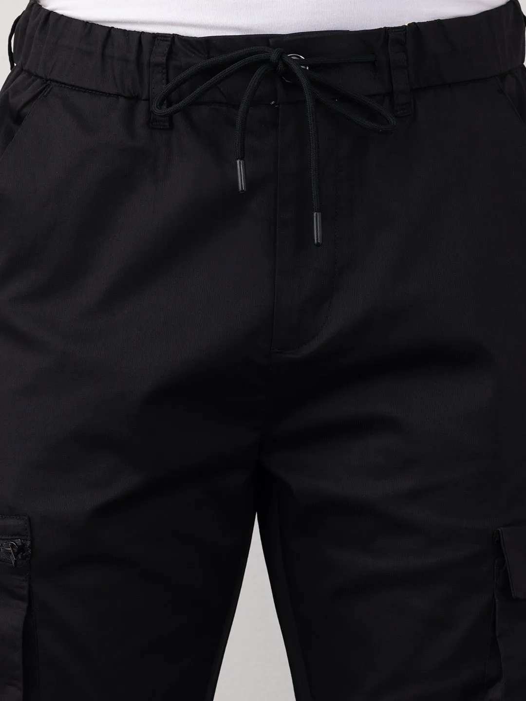 Black Plain Cargo Pants