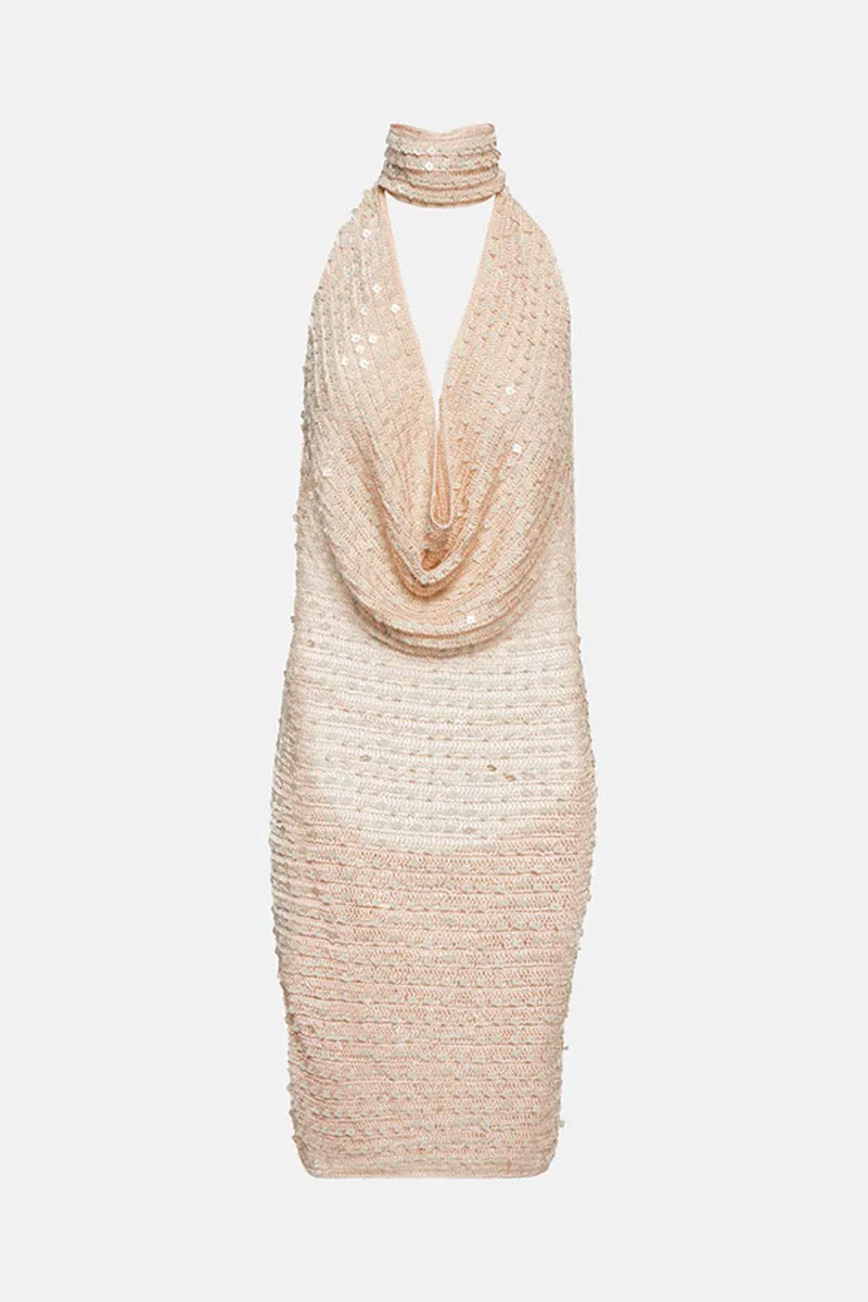 BNY4018 Sequin Halter Neck Mini Dress