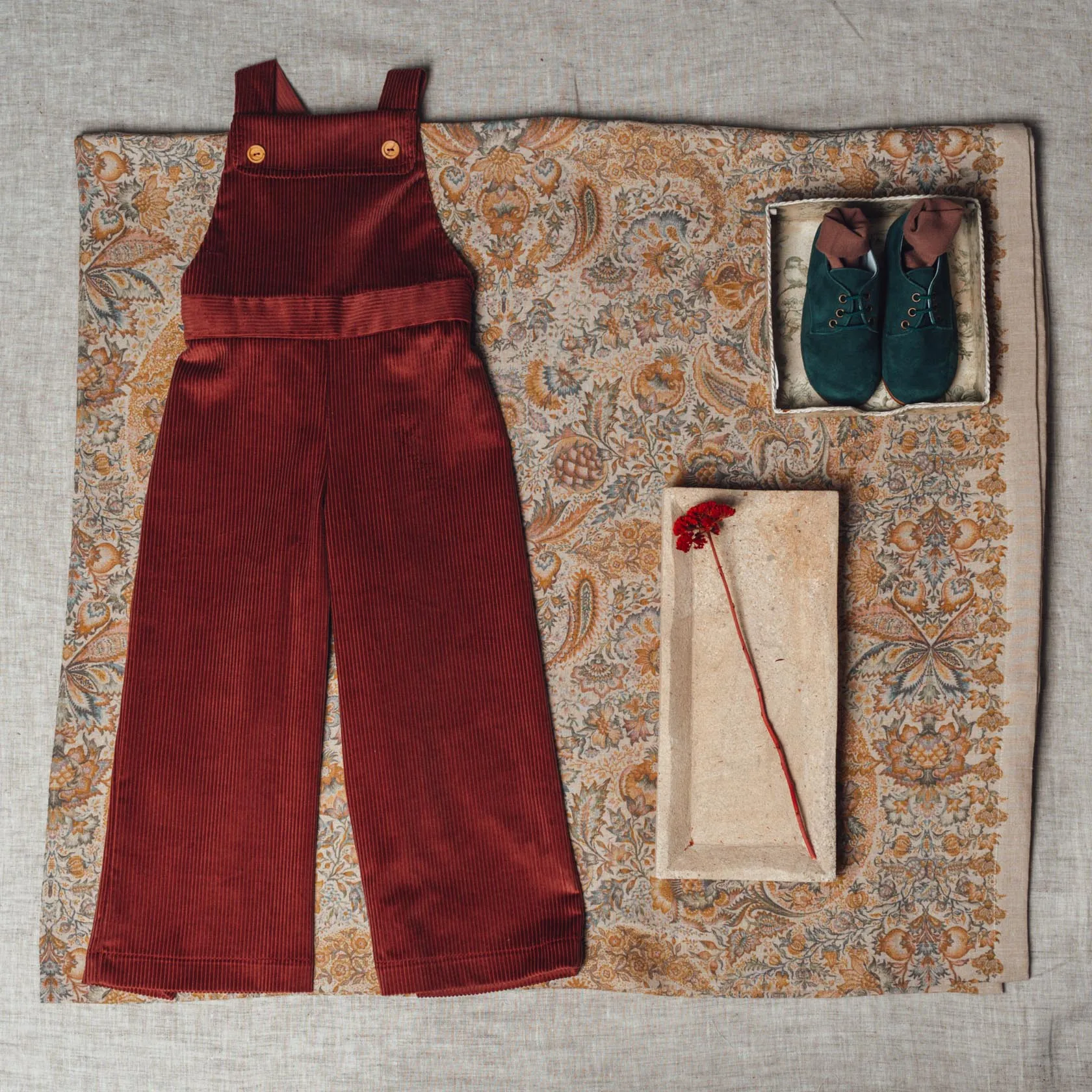 Burgundy Corduroy Overall by Birinit Petit