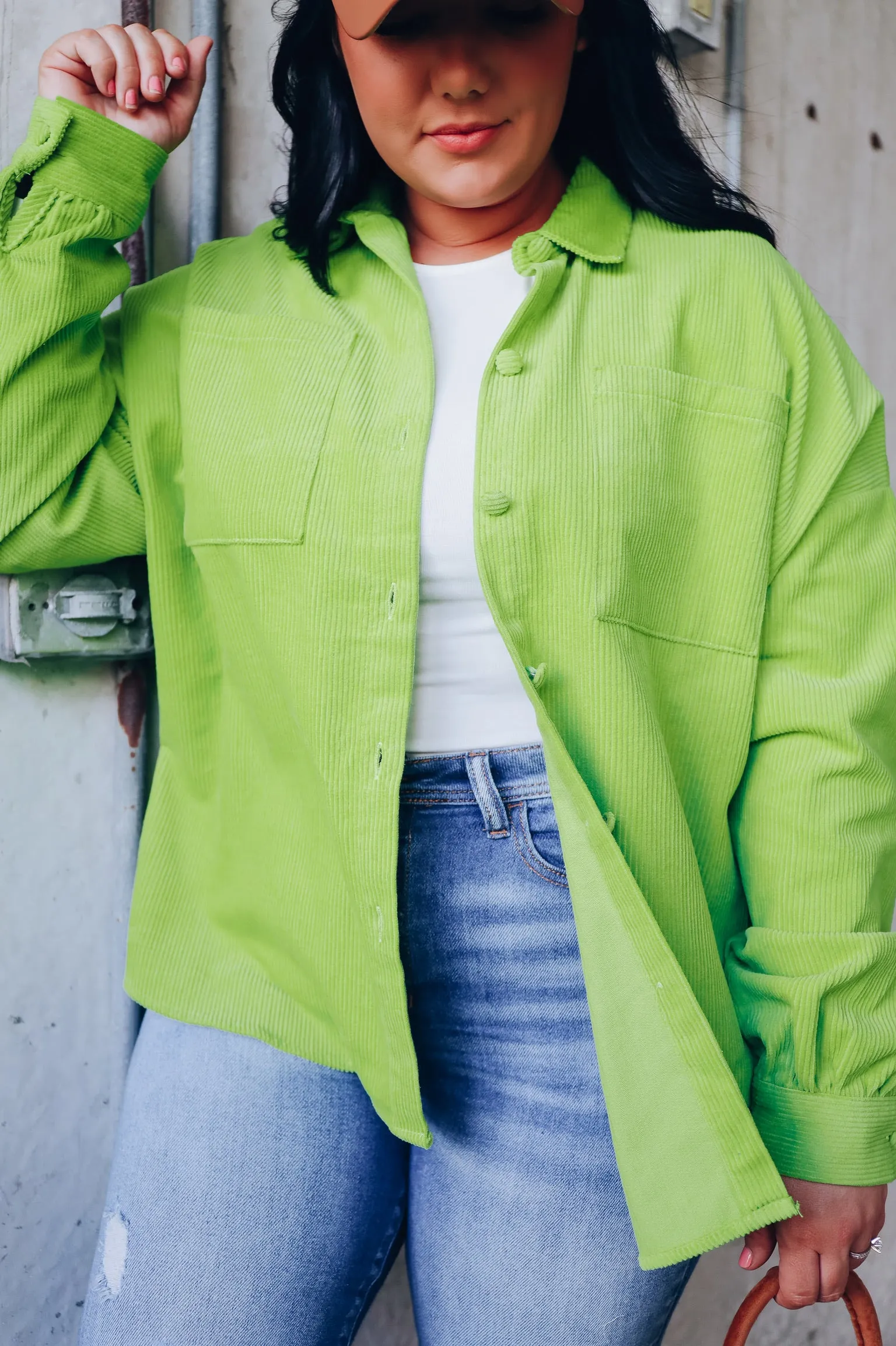 Canyon Corduroy Shacket - Lime