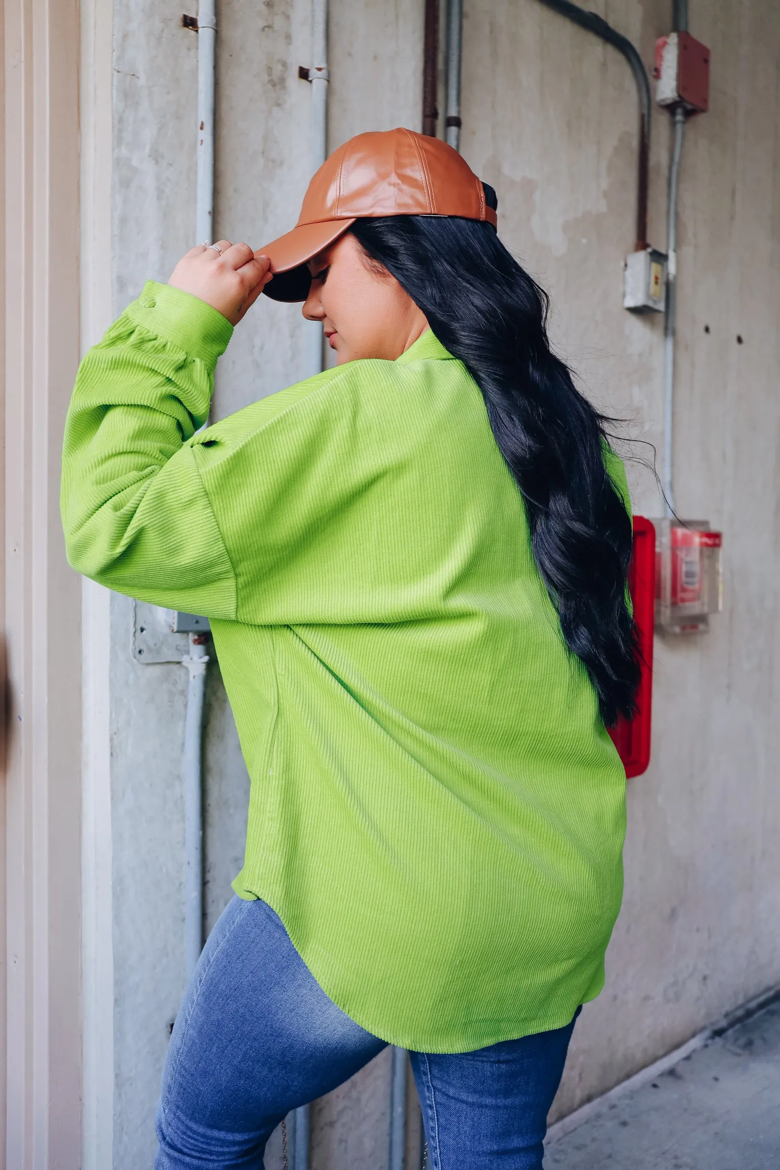 Canyon Corduroy Shacket - Lime
