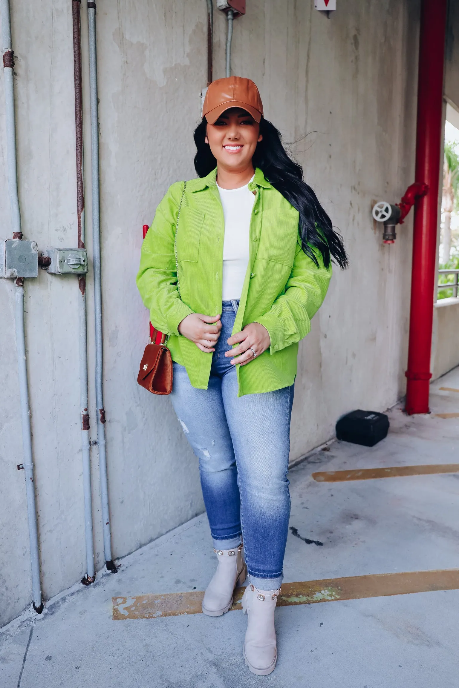Canyon Corduroy Shacket - Lime