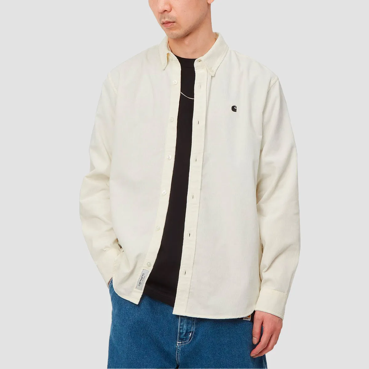 Carhartt WIP Madison Fine Cord Longsleeve Shirt Wax/Black