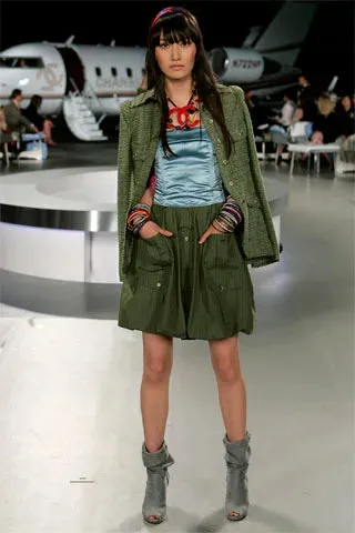 Chanel '08 Resort Army Green Pinstripe Cargo Bubble Skirt, NWT