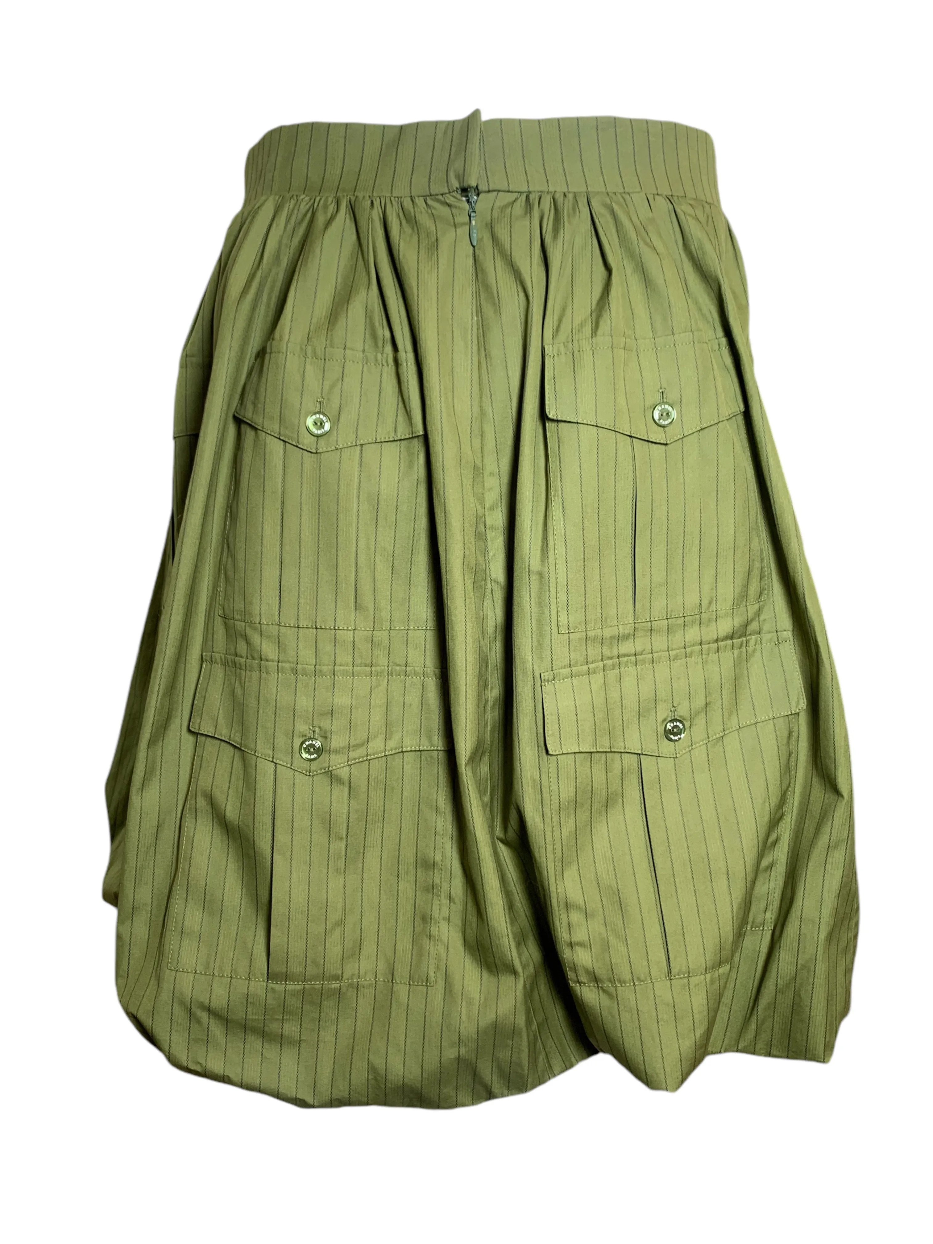 Chanel '08 Resort Army Green Pinstripe Cargo Bubble Skirt, NWT