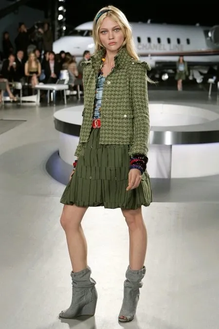 Chanel '08 Resort Army Green Pinstripe Cargo Bubble Skirt, NWT