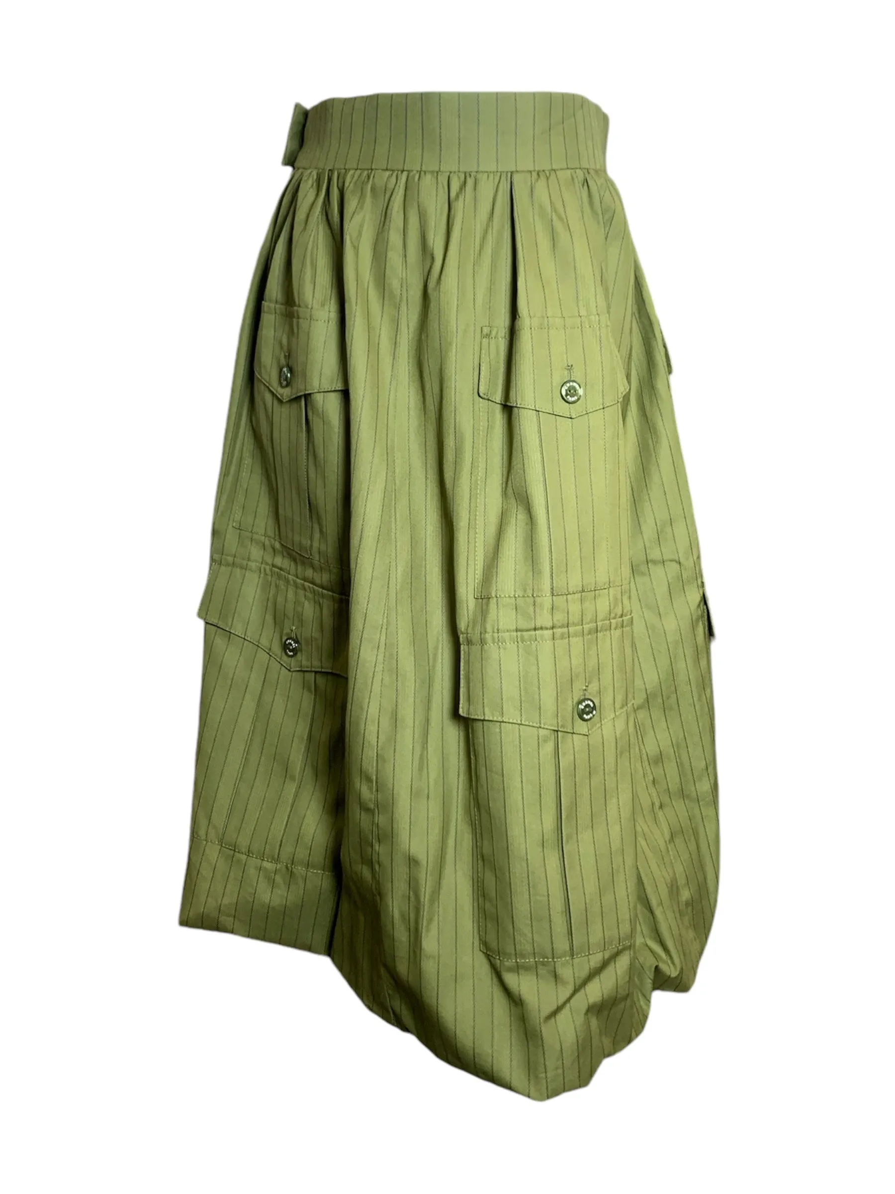 Chanel '08 Resort Army Green Pinstripe Cargo Bubble Skirt, NWT