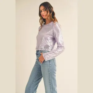 'Charlotte' Shoulder Padded Sequin Crop Top