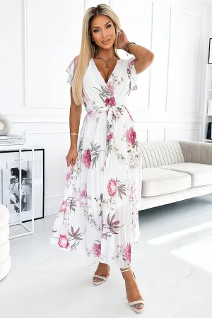 Chiffon pleated midi cocktail dress