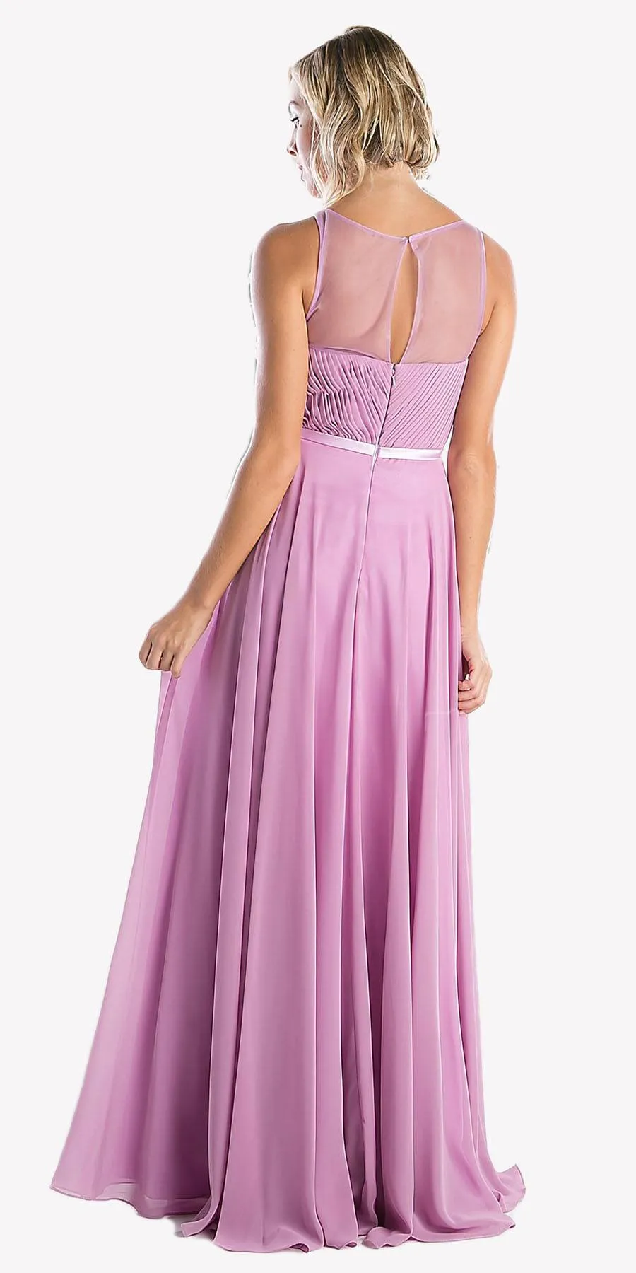 Cinderella Divine 7458 Illusion Sweetheart Long Chiffon Dress