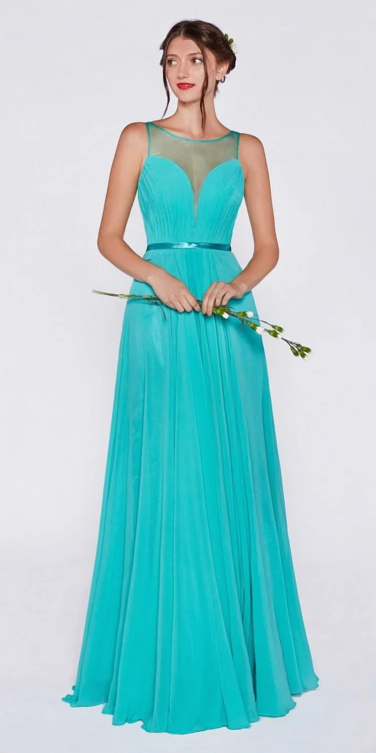 Cinderella Divine 7458 Illusion Sweetheart Long Chiffon Dress
