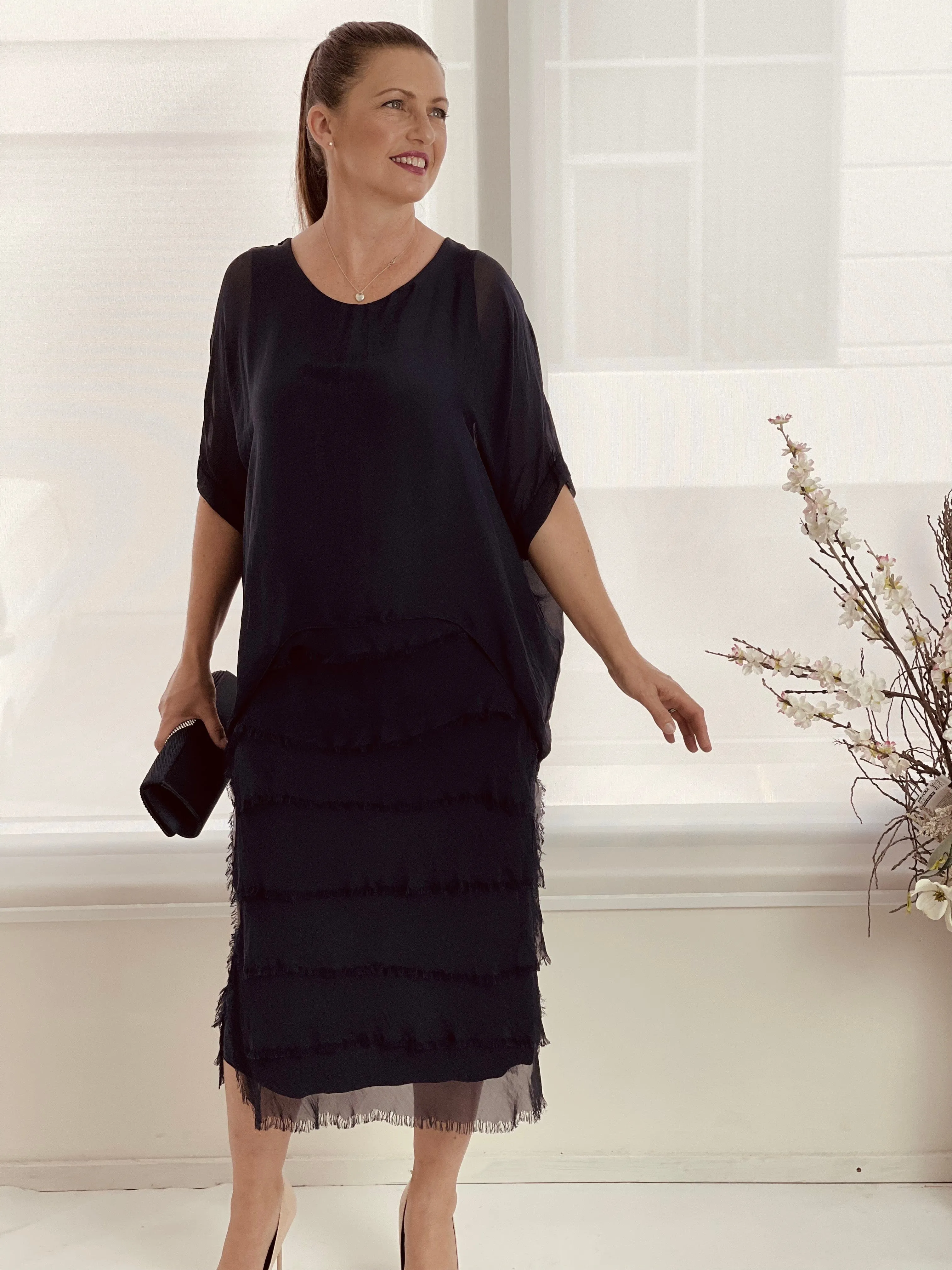 Clyde Black Silk Dress