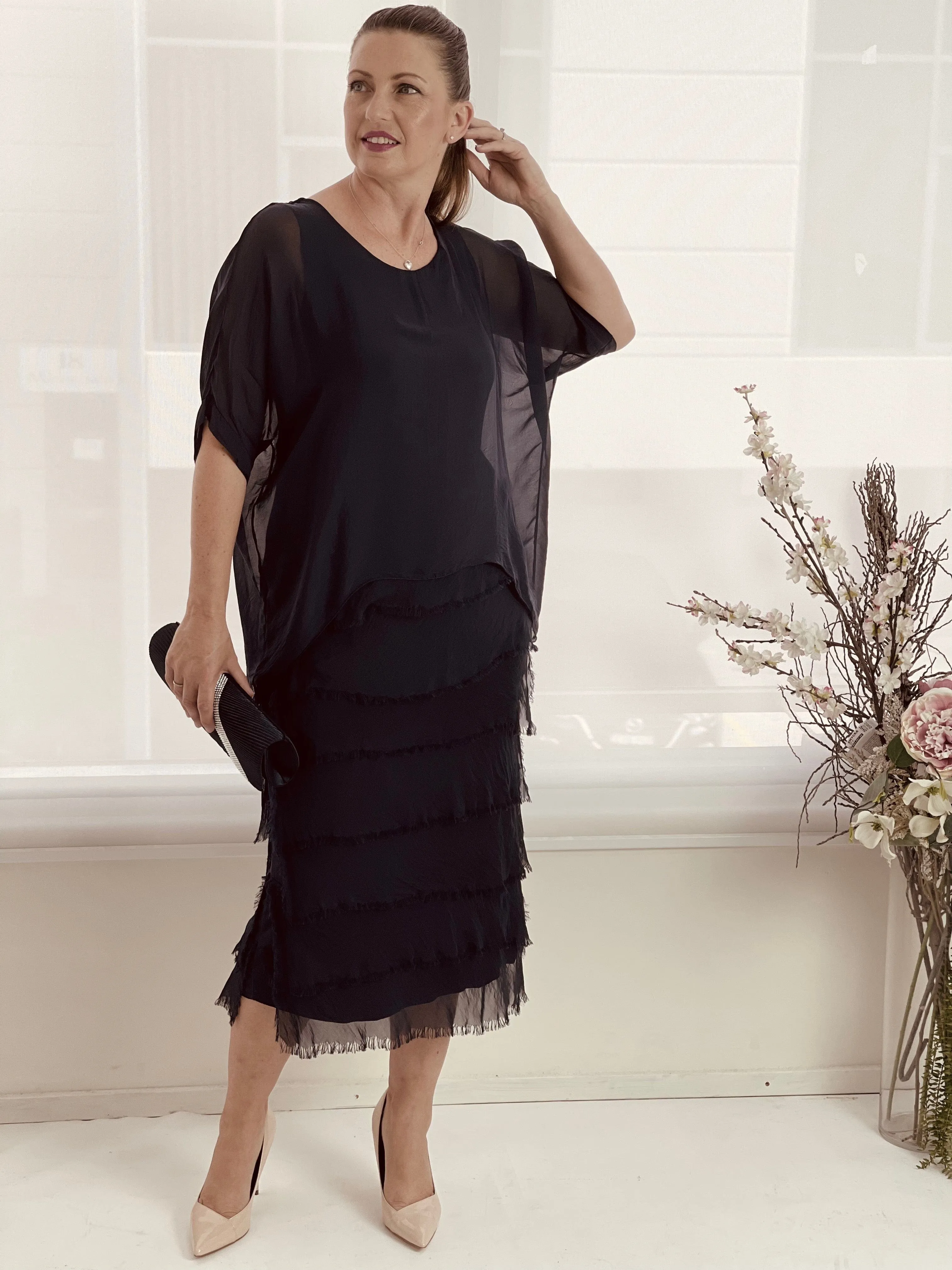 Clyde Black Silk Dress